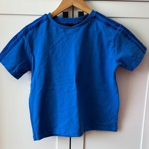 Adidas X Ivy Park Kids Royal Blue Short Sleeve Tee with Shoulder Stripes